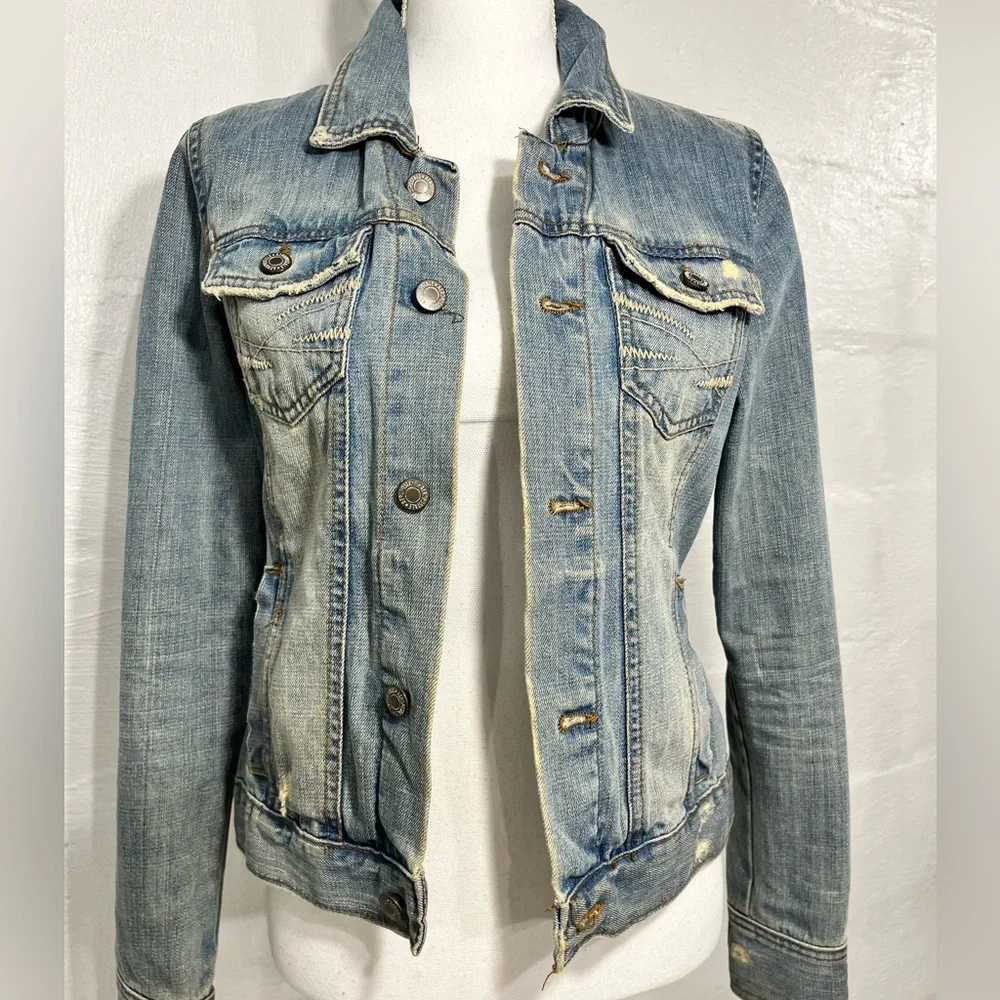 AEROPOSTALE DISTRESSED JEAN JACKET - Picture 14 of 15